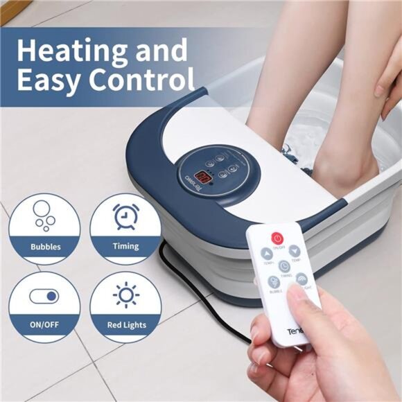 Collapsible Foot Spa Bath Massager with Heat, Bubbles, Pedicure Foot Spa with 8 - Picture 3 of 8
